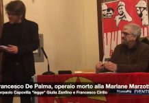 Morti sul lavoro, il Pci a Schio testa con successo un nuovo linguaggio per temi storicamente attuali della sinistra. Pierpaolo Capovilla legge anche l’intervista a Francesco De Palma morto alla Marlane Marzotto