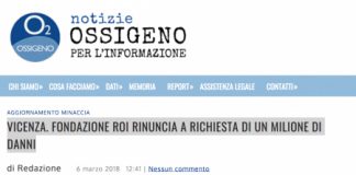 Vicenza, Ossigeno per l’Informazione: Fondazione Roi rinuncia a richiesta di un milione di danni a Giovanni Coviello di VicenzaPiu.com