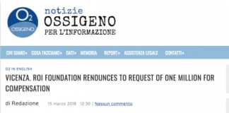 La Fondazione Roi contro VicenzaPiù e il prof “pro tempore” Giovanni Villa contro l’evidenza: caso oscurato a Vicenza, Ossigeno per l’Informazione lo divulga anche in inglese. Dalla Rosa sta con Bulgarini anche su questo?