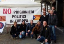 Schio, Il Popolo di San Marco manifesta per la liberazione dei prigionieri politici della Catalogna e Davide Lovat accoglie Valter Orsi