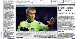 Il vicentino Daniele Orsato finisce sulla prima pagina del Corriere della Sera