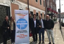 Basta hub, lo dice la lista “Quartieri al centro” di fronte all’hotel Adele in Via Medici a Vicenza