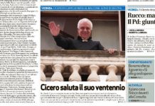 Cicero in camicia nera e a braccio teso sul balcone del Comune, i consiglieri di centrosinistra: “Rucco lo cacci”