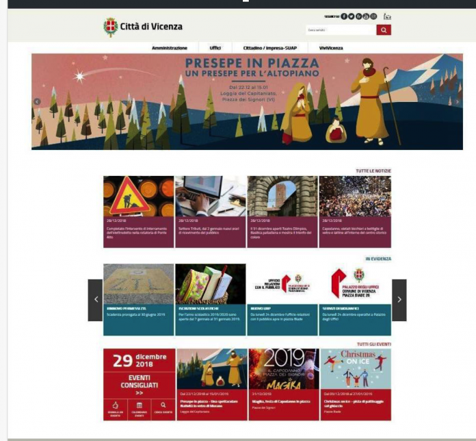 Trionfo del colore assente su pagina eventi del comune di Vicenza