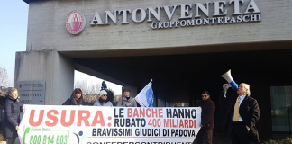 Veneto zona gialla, scelta “politica”. Belluco (ConfederContribuenti): meglio essere zona rossa e ricevere ristori che morire di mancata attività Alfredo Belluco in una delle sue battaglie davanti a Antoneveneta MPS