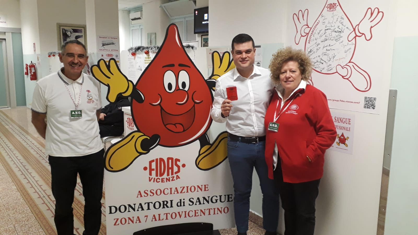 Erik Pretto fa una donazione di sangue alla Fidas di Thiene