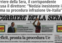 Procedura d’infrazione Ue-Italia, FQ: il corrispondente a Bruxelles del CorSera Ivo Caizzi accusa il direttore di fake news Titolo CorSera su procedura di infrazione inesistente