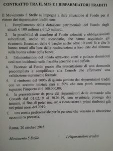 Contratto tra Di Maio e risparmiatori traditi del 20 ottobre 2018 a Roma