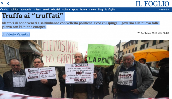 Truffa ai truffati, di Valerio Valentini da Il Foglio del 23 febbraio 2019