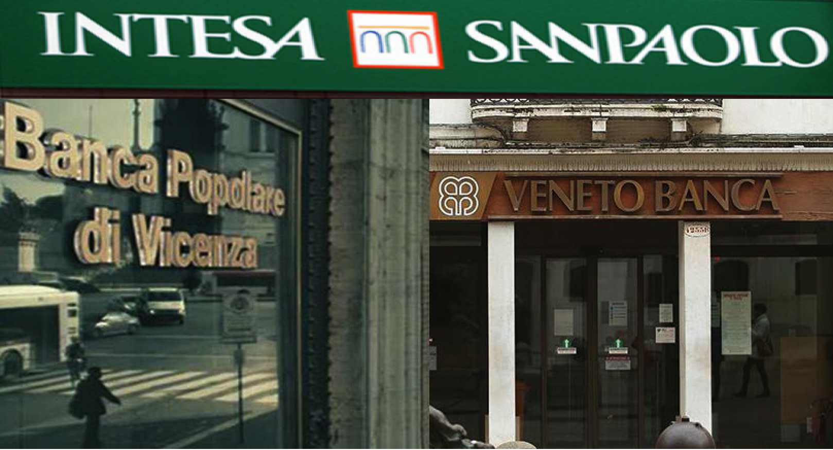 Banca Intesa Sanpaolo acquista a un euro lBPVi e Veneto Banca e incassa un super bonus