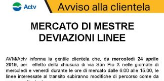 Da mercoledì 24 aprile il mercato bisettimanale di Mestre si sposta da piazzetta Coin a via San Pio X
