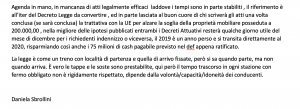 Firma finale di Daniela Sbrollini su copia articolo di Enzo De Biasi inviato come sua nota originale