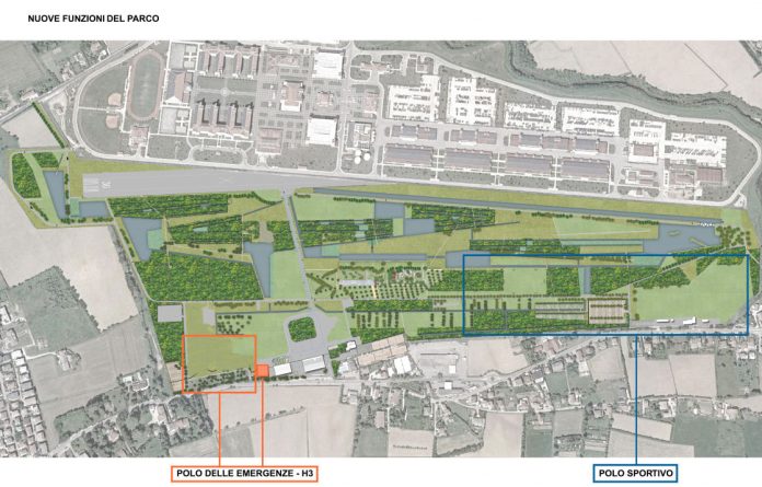 Rendering del progetto del Parco della pace vicenza incompiuta