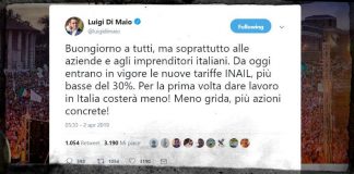 Di Maio e la (non) sicurezza sul lavoro: tagliate le tariffe Inail