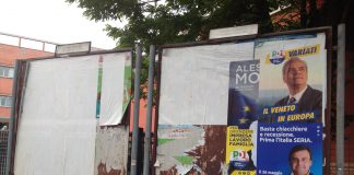 Europee, gara a chi si sovrappone di più: il Pd in testa con Variati (dimenticato da Renzi) e Moretti (che sconfina a Ferrara) europee Manifesti Pd e spazi vuoti