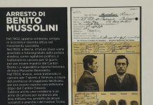I documenti dell’arresto di Benito Mussolini in Loggia del Capitaniato: falsificato il permesso di soggiorno da immigrato Mussolini, documento arresto in Loggia Capitaniato a Vicenza