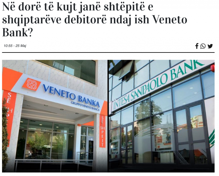 Veneto Banka e Intesa Sanpaolo Banka su Gazeta Si