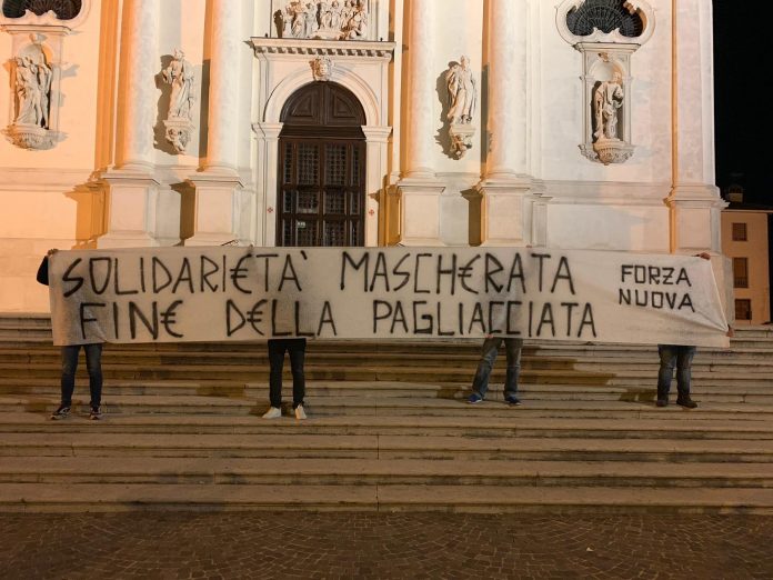 Striscione di Forza Nuova Vicenza a Monte Berico