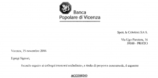 Baciate al processo BPVi, Il Gazzettino: tutti lo sapevano meno… il cda. Ma anche no L'intestazione dell'accordo di indennizzo per la baciate tra BPVi e Consiag