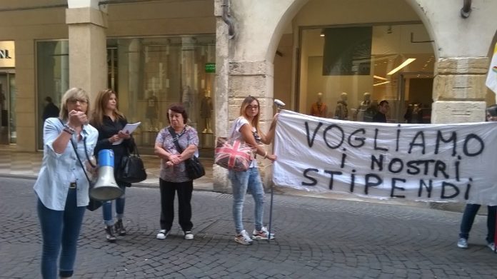 Una protesta di Cub attiva anche contro mancato pagamento lavoratori appalto pulizie Tribunale di Vicenza