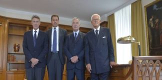 BPVi. L’azione di (ir)responsabilità contro Zonin & c., n. 26: membri CdA Andrea Monorchio, Gianfranco Pavan, Alvise Rossi di Schio… BPVi, da sinistra Marino Breganze, Samuele Sorato, Gianno Zonin (presidente) e Andrea Monorchio