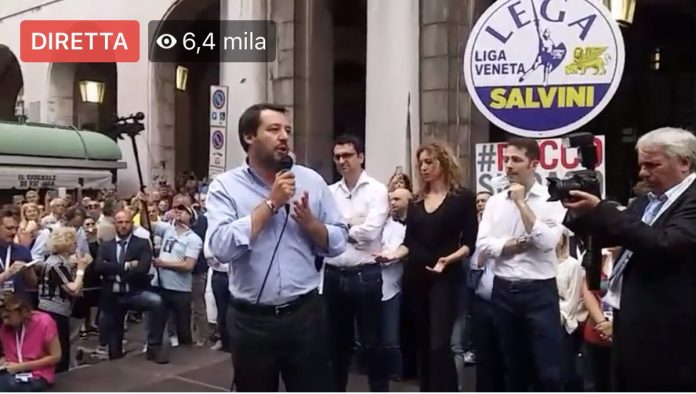 Matteo Salvini con Francesco Rucco in campagna per le amministrative di Vicenza