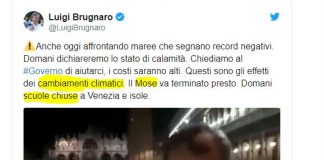 Alta marea eccezionale, Brugnaro: “aperto un conto corrente per le donazioni dall’Italia e dall’Estero”