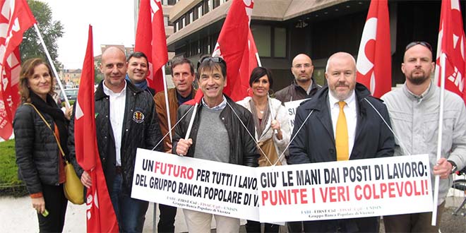 Manifestazione dei dipendenti della Bpvi