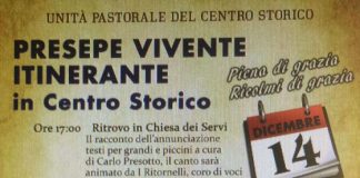 Presepe vivente itinerante, sabato14 dicembre in centro storico