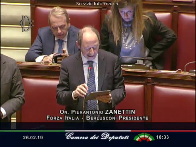 Pierantonio Zanettin in uno dei suoi interventi sulla BPVi alla Camera dei deputati
