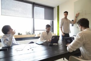 Matteo Danieli, il secondo da sinistra, con i tre amici fondatori di Bending Spoons