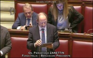 Pierantonio Zanettin in uno dei suoi frequenti interventi alla Camera dei deputati