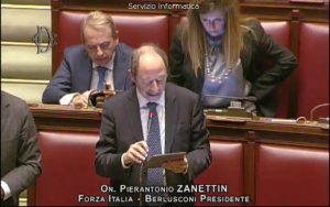 Pierantonio Zanettin in uno dei suoi interventi sulla BPVi alla Camera dei deputati