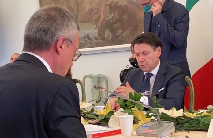 Carlo Bonomi (Confindustria) a confronto col premier Giuseppe Conte