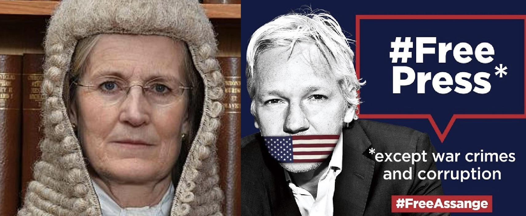 Il giudice capo Emma Arbuthnot e Julian Assange