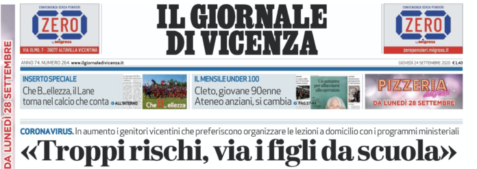 Il Giornale di Vicenza spara scuola e covid nel titolo