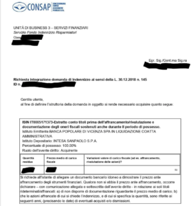 Consap, richiesta di integrazione di documentazione a richiedenti FIR