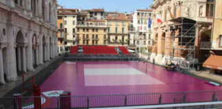 Supercoppa volley rosa in piazza dei Signori. Vicenza ufficiale dimentica di averla vinta 20 anni fa, presidente vicentino Fabris non glielo ricorda Piazza dei Signori e il campo di gioco previsto per la Supercoppa di volley femminile