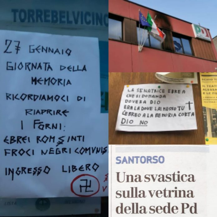 scritte fasciste nazi razziste nell'alto Vicentino