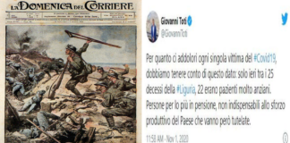 L’Italia in due… Toti: Giovanni twitta sul (non) nemico Covid che uccide vecchi non “produttivi, Enrico contro i nemici lanciò la stampella La stampella di Enrico Tori, il twit di Giovanni Toti
