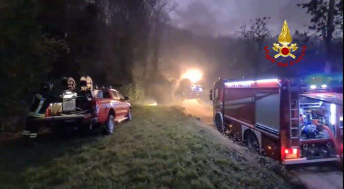 Vigili del fuoco incendio Barbarano Mossano cave