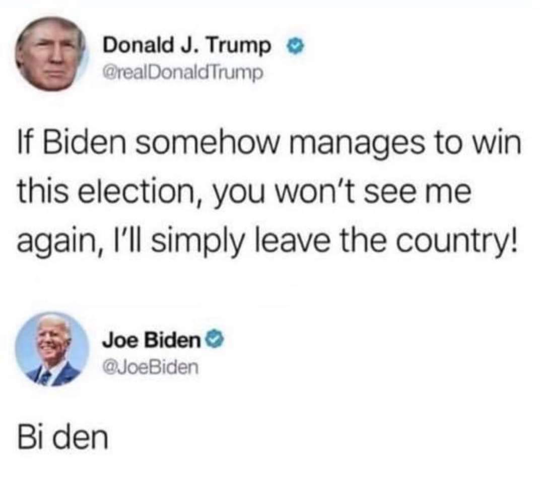 Trump annuncia che se perde lascerà Il Paese. Biden gli risponde con un gioco di parole