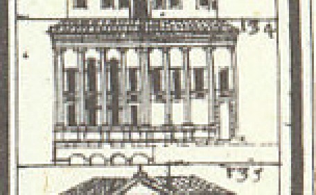 Facciata di Palazzo Piovene (poi Macello) ricavata dalla Mappa del 1711 di Dall'Acqua