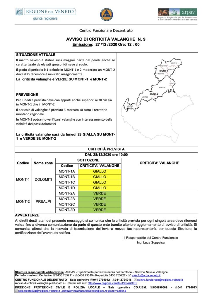 Avviso di criticità valanghe