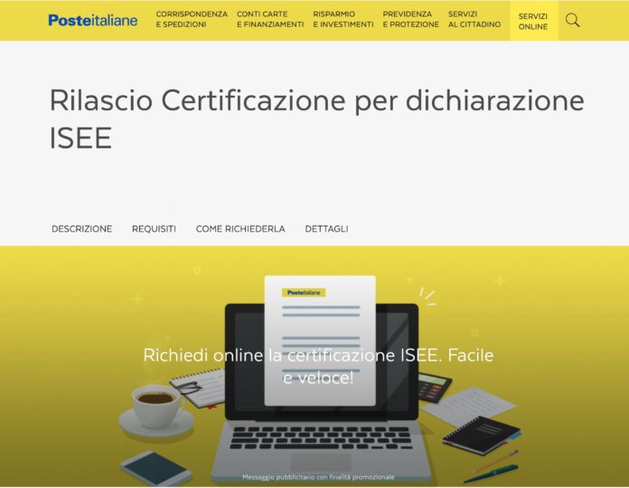 ISEE, Poste Italiane