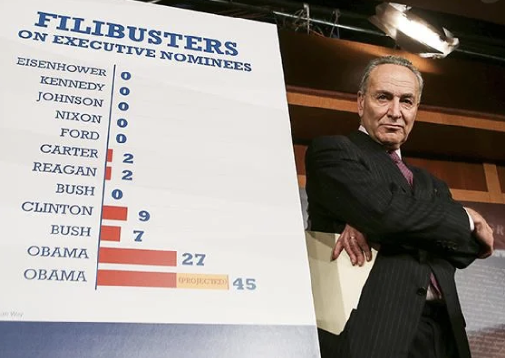 Filibuster, sen. Chuck Schumer (D-N.Y.) at a press conference on Capitol Hill on Nov. 21, 2013. Photo by Gary Cameron/Reuters