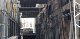 Ex Macello, in corso i lavori di messa in sicurezza di una facciata laterale