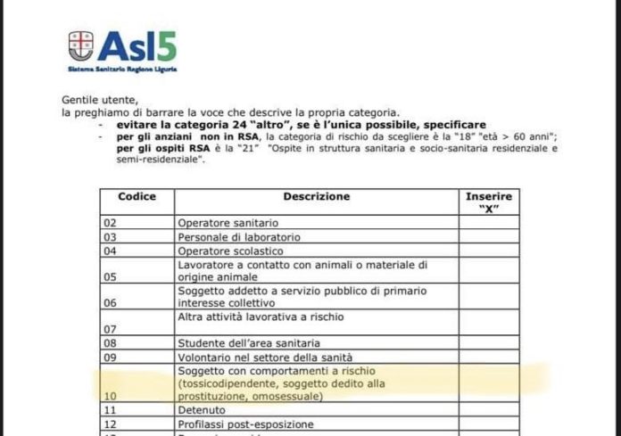 Asl 5 Liguria omosessuali Covid