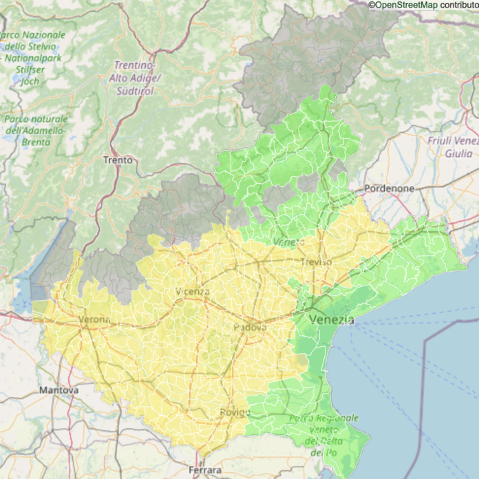 Veneto mappa dei PM10 di Arpav