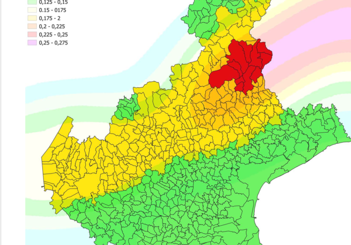 mappa Veneto zone sismiche